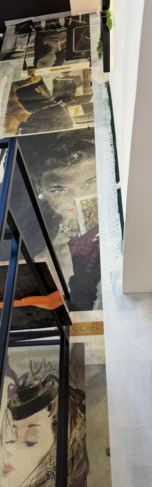 Boutique Boucheron — pose de papier peint sur mur courbé — Papier peint à Monaco