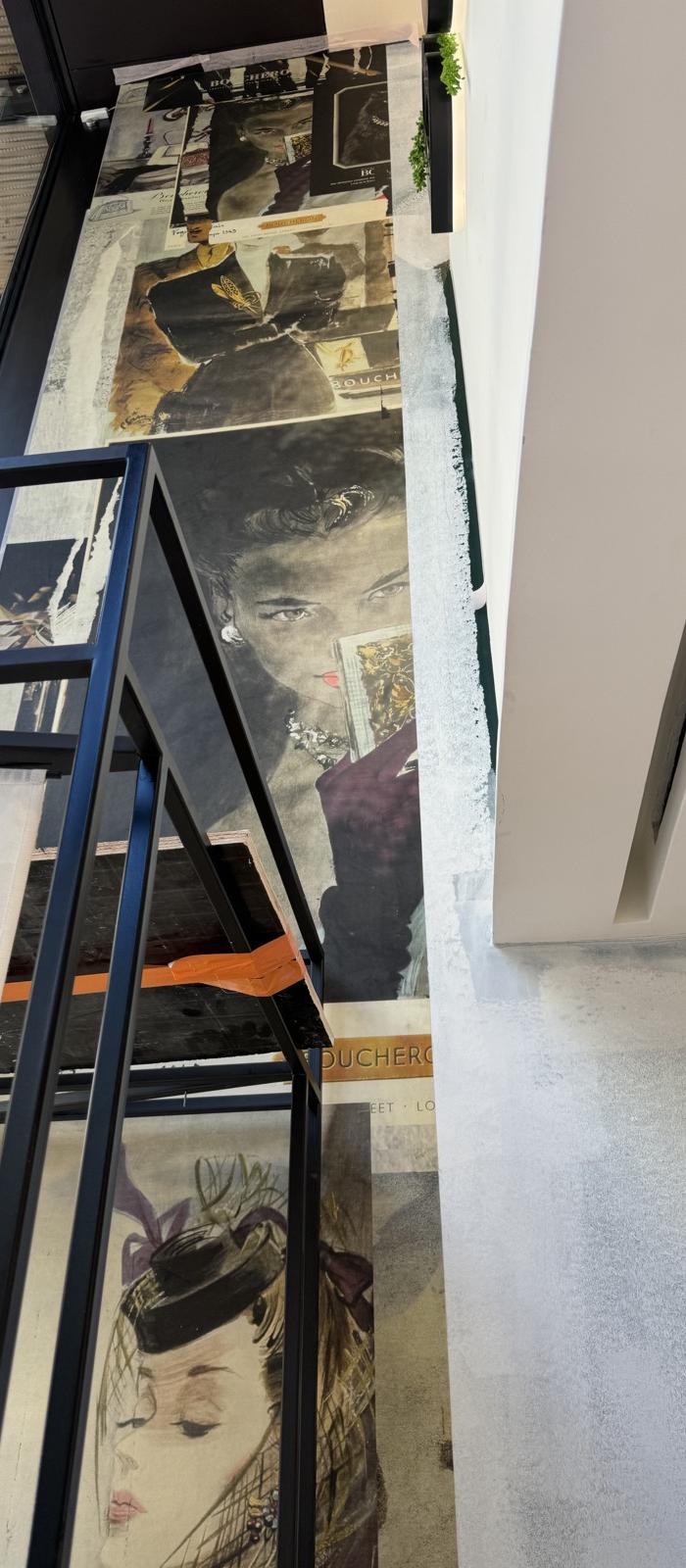 Boutique Boucheron — pose de papier peint sur mur courbé — Papier peint à Monaco